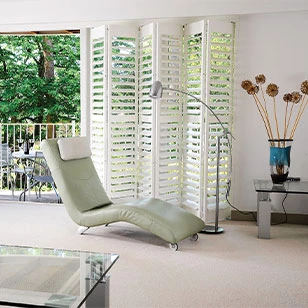 These fully foldable shutters can span the widest of spaces such as patio doors and can also be used as room dividers. 